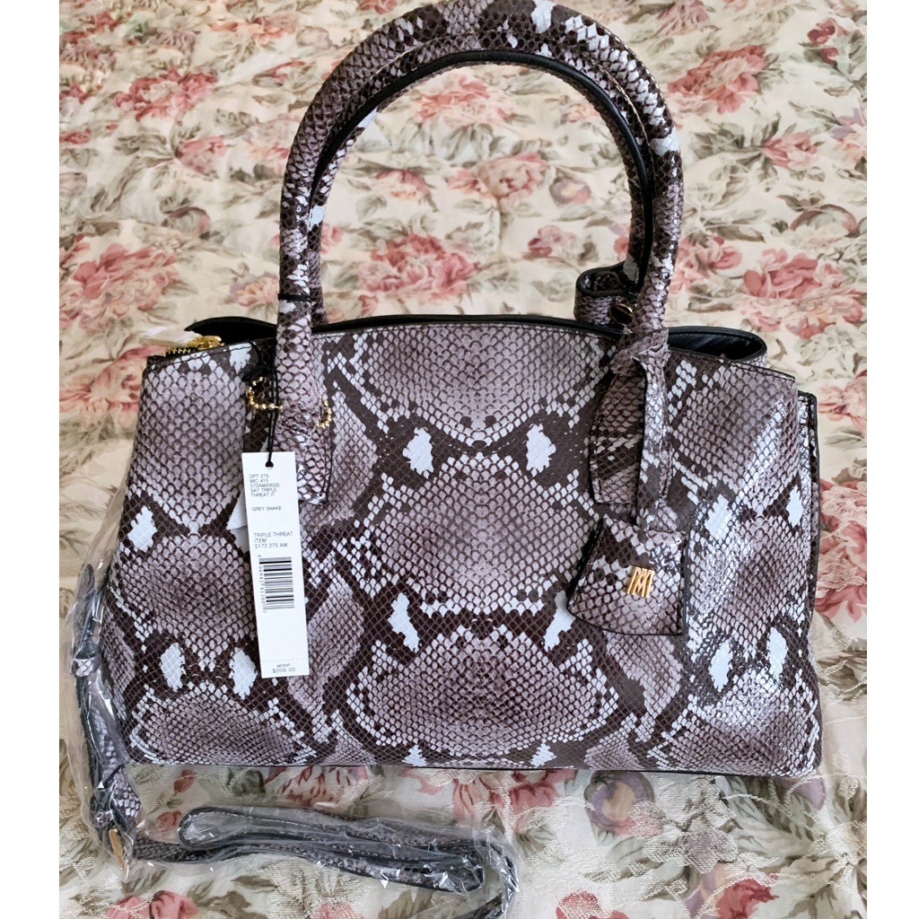 Snake Python Print Leather Bag